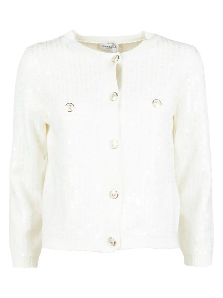  Marella Sequin Buttoned Cardigan - White 