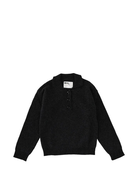  Margaret Howell Button Collar Polo Shirt - Black 