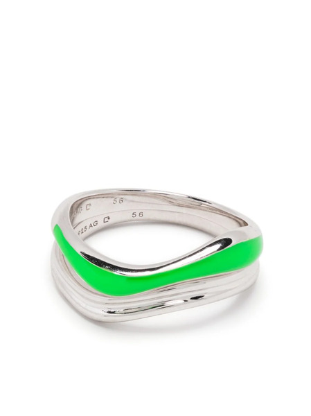  Maria Black Soma Neon-detail Ring Stack - Silver 