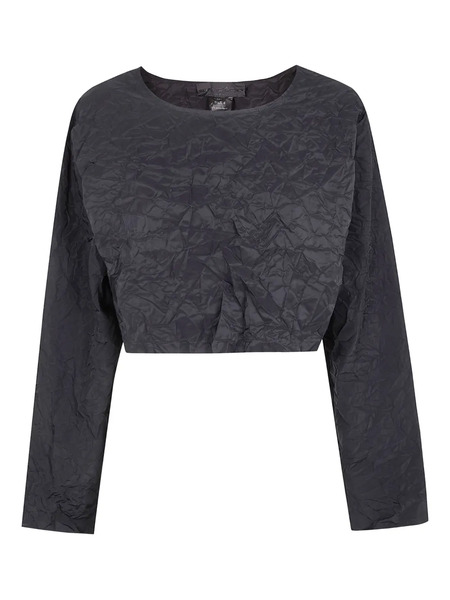  Maria Calderara Crinkled Crop Top - Black 