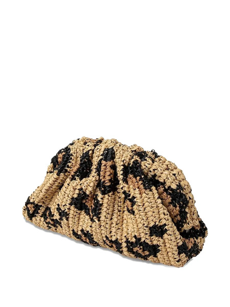  Maria La Rosa Leopard-pattern Raffia Clutch Bag - Neutrals 
