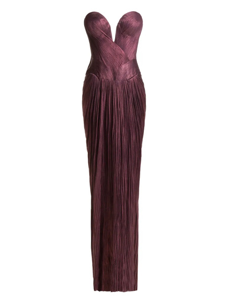  Maria Lucia Hohan Andora Pleated Strapless Gown - Red 