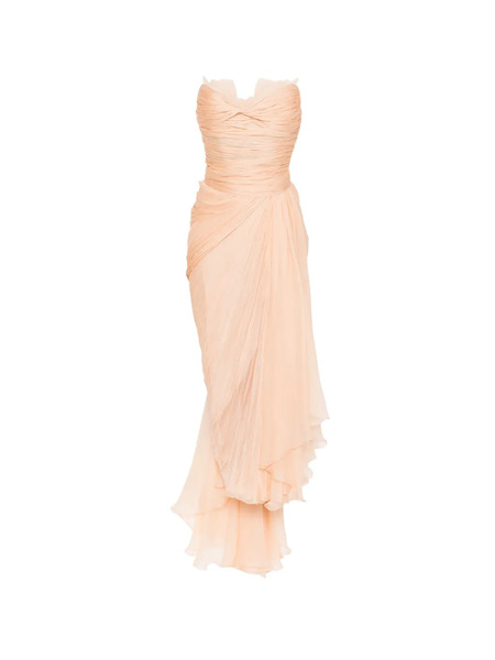  Maria Lucia Hohan Jolie Strapless Ruffled Midi Dress - Neutrals 