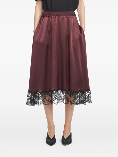  Maria Mcmanus Lace-trimmed Midi Skirt - Red 