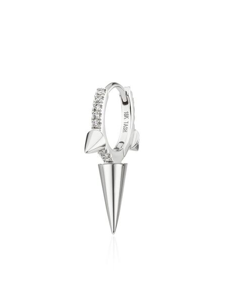  Maria Tash 18kt White Gold Triple Spike Diamond Huggie Earring 