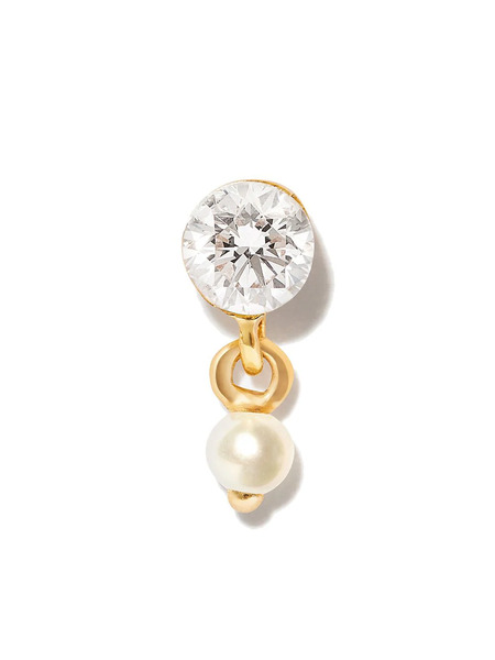  Maria Tash 18kt Yellow Gold Diamond And Pearl Stud Earring 