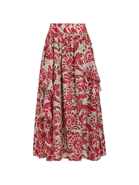  Marie Oliver Oaklen Ruffled Floral Skirt - Red 