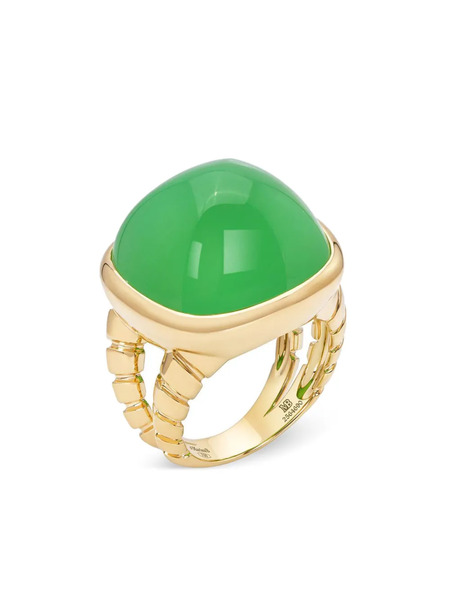  Marina B 18k Yellow Gold Tigella Sugarloaf Chrysoprase Ring 