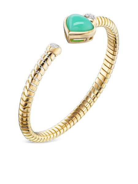  Marina B 18k Yellow Gold Trisolina Chrysocolla And Diamond Bangle Bracelet 