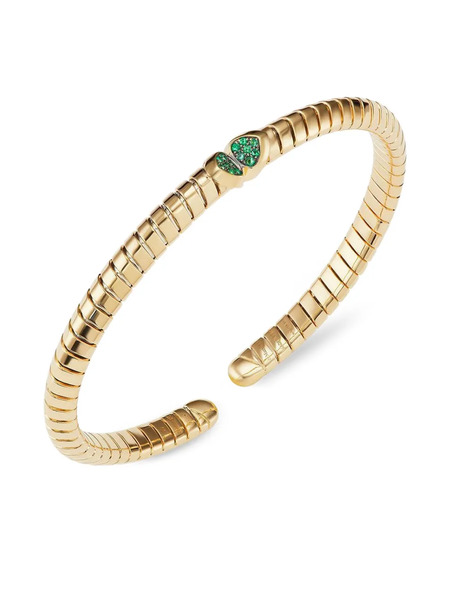  Marina B 18k Yellow Gold Trisolina Emerald Bangle Bracelet 