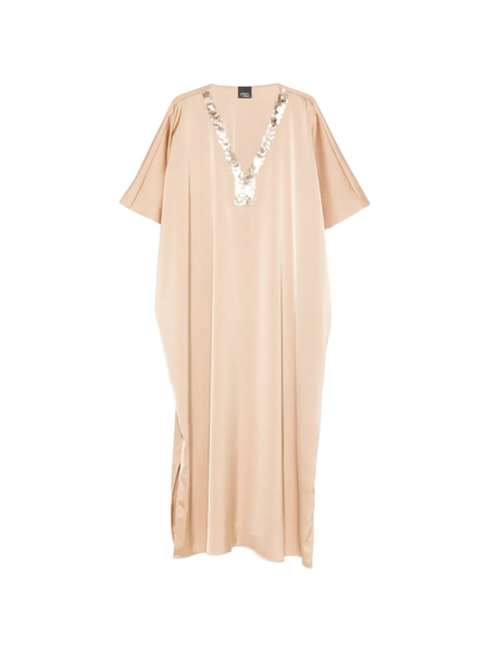  Marina Rinaldi Sequin V-neck Dress - Neutrals 