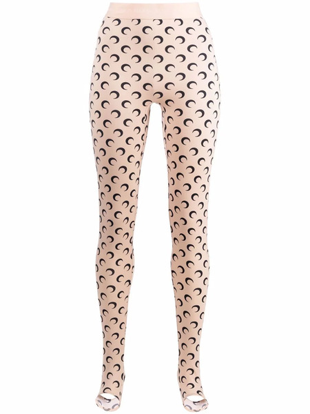  Marine Serre All Over Moon Pattern Leggings - Neutrals 