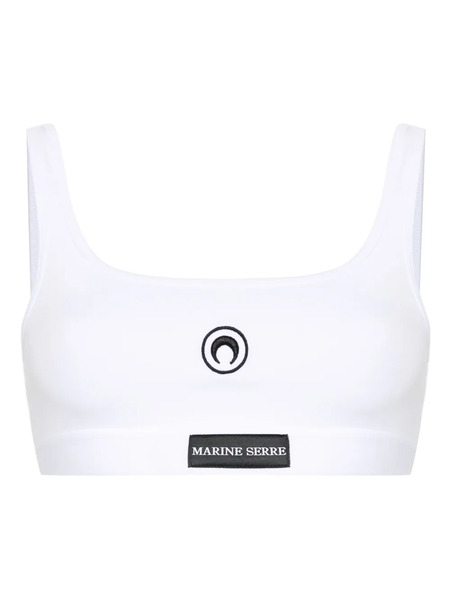  Marine Serre Crescent Moon-embroidered Bra - White 