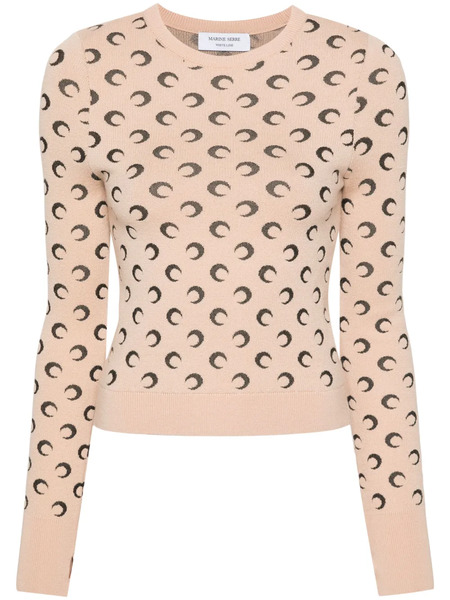  Marine Serre Crescent-moon-jacquard Jumper - Neutrals 