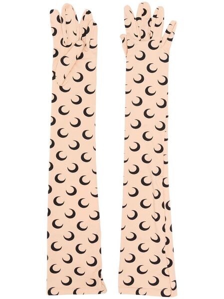  Marine Serre Crescent-moon Print Gloves - Neutrals 
