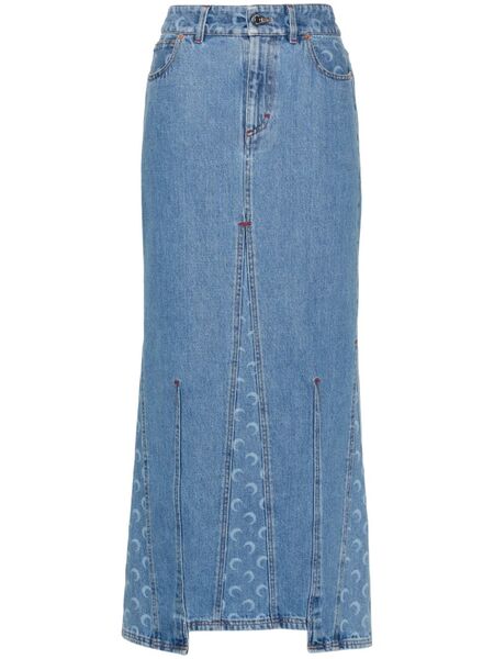  Marine Serre Crescent-moon-print Maxi Skirt - Blue 