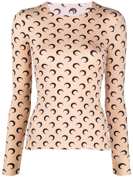  Marine Serre Crescent Moon-print Second-skin Top - Neutrals 