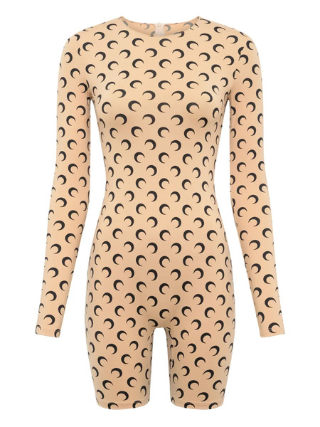  Marine Serre Crescent-moon Printed Playsuit - Neutrals 