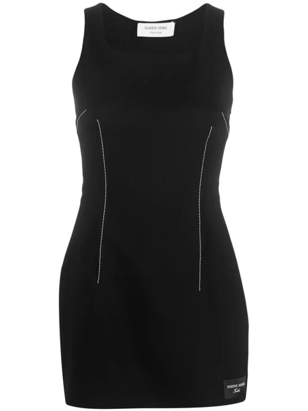 Marine Serre Decorative-stitching Virgin Wool Minidress - Black 
