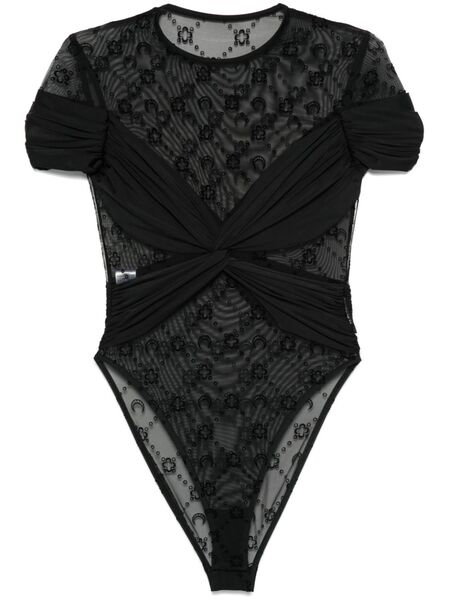  Marine Serre Draped Jersey Bodysuit - Black 
