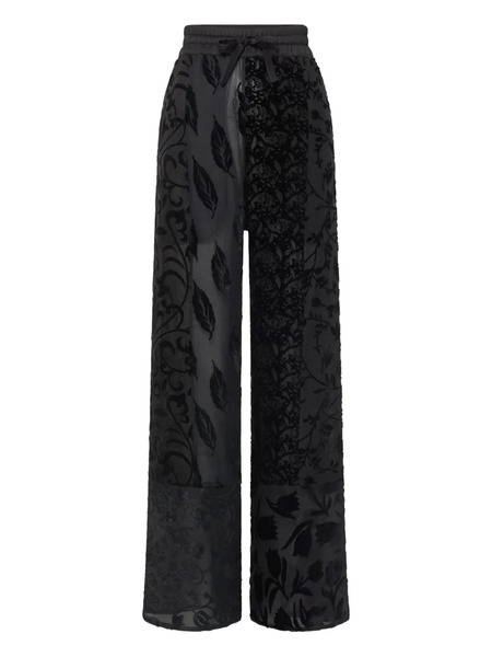  Marine Serre Floral-patterned Drawstring Trousers - Black 
