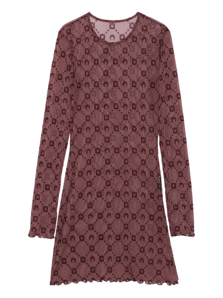 Marine Serre Long-sleeve Patterned Mini Dress - Purple 