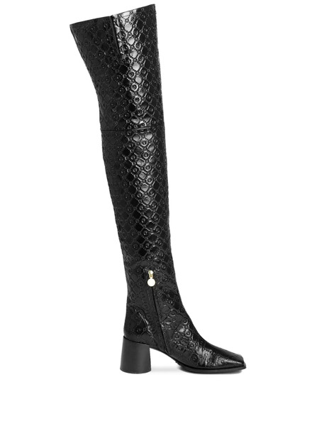  Marine Serre 65mm Monogram-embossed Leather Boots - Black 