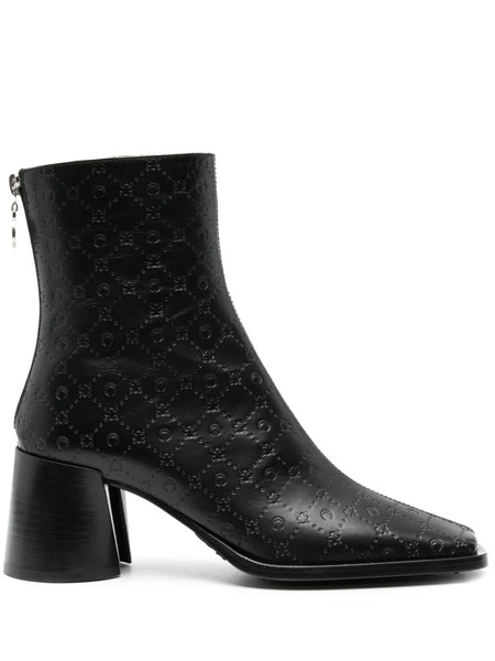  Marine Serre Monogram-debossed Leather Ankle Boots - Black 