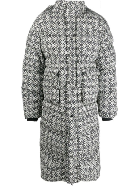  Marine Serre Moon Diamond-pattern Oversized Puffer Coat - White 
