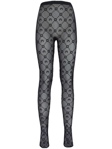  Marine Serre Moon-embroidered Mesh Tights - Black 