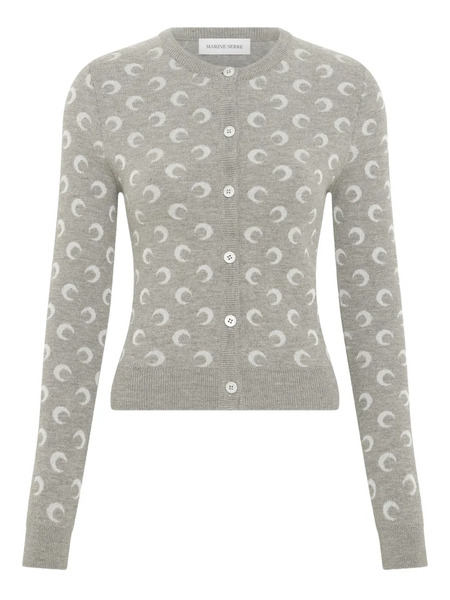  Marine Serre Moon-jacquard Cardigan - Grey 