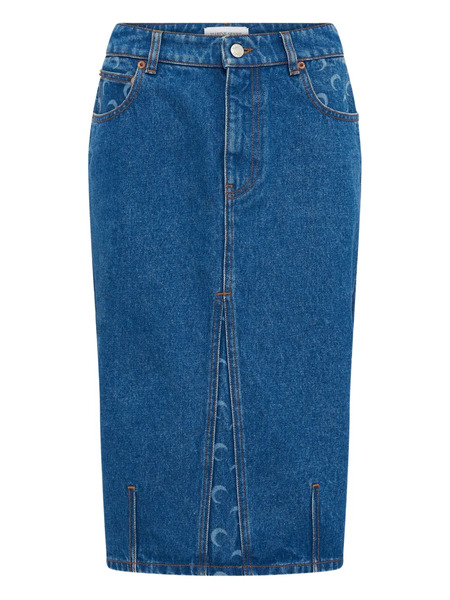  Marine Serre Moon Laser Denim Midi Skirt - Blue 