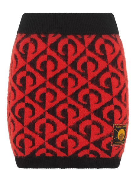  Marine Serre Moon Lozenge-knit Miniskirt - Red 
