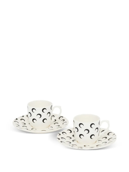  Marine Serre Moon-motif Coffee Cup (set Of Two) - Neutrals 