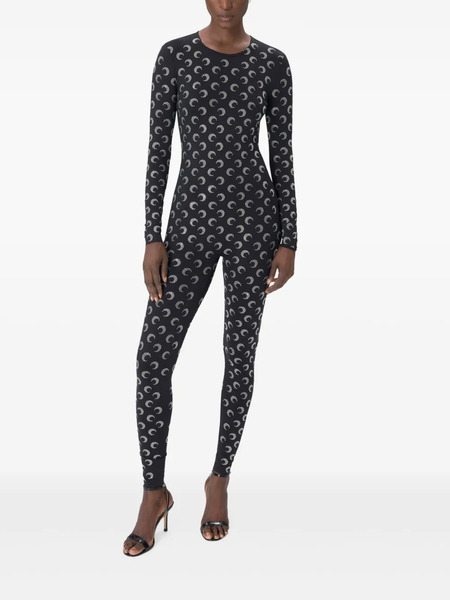  Marine Serre Moon-pattern Jersey Jumpsuit - Black 