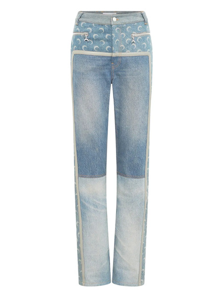  Marine Serre Moon-print Zip-fly Jeans - Blue 