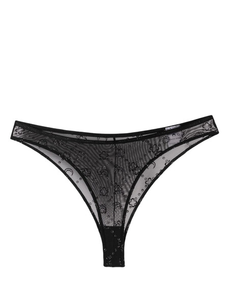  Marine Serre Moonagram Glittered Mesh Briefs - Black 