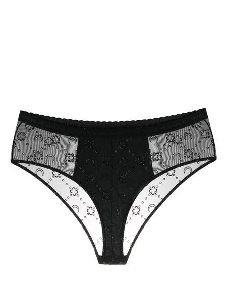  Marine Serre Moonogram-flocked Mesh Briefs - Black 