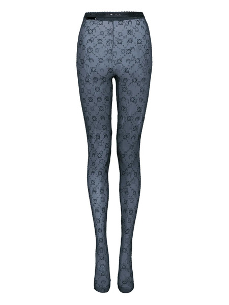  Marine Serre Moonogram-flocked Mesh Tights - Blue 