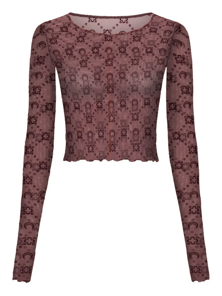  Marine Serre Moonogram Flocked Mesh Top - Pink 