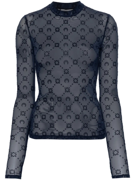  Marine Serre Moonogram Mesh Longsleeved Top - Blue 