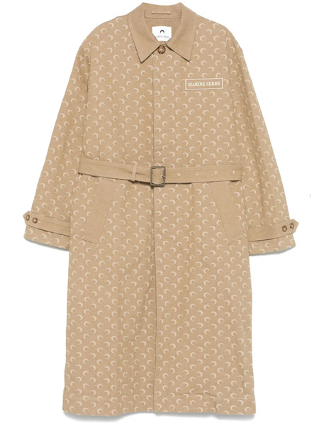 Marine Serre Moonogram-pattern Twill Coat - Neutrals 