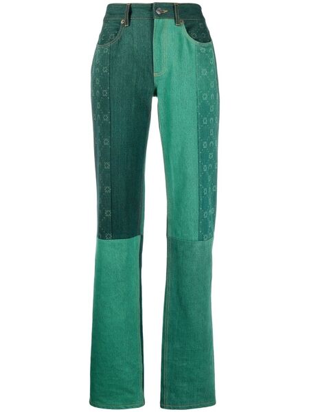  Marine Serre Moonogram Straight-leg Jeans - Green 