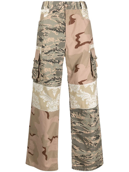  Marine Serre Patchwork Cargo Trousers - Green 