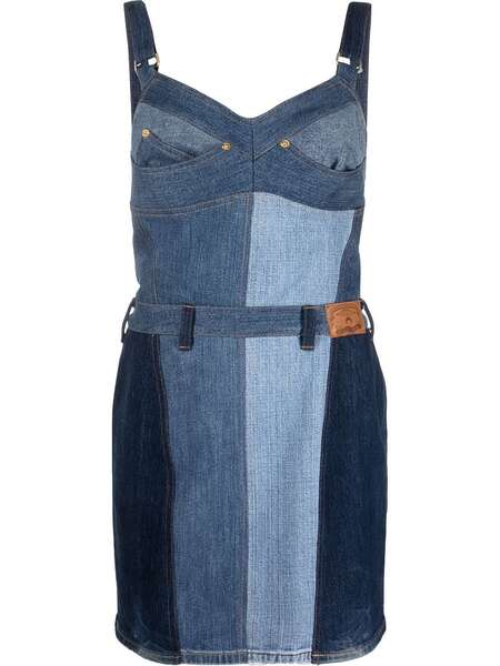  Marine Serre Regenerated Denim Minidress - Blue 