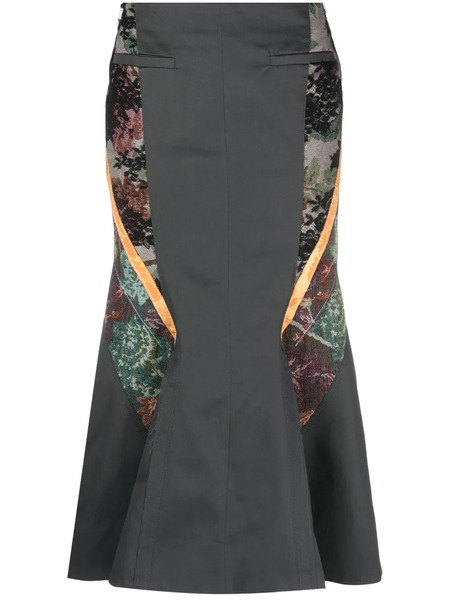  Marine Serre Regenerated Floral Tapestries Flared Skirt - Grey 