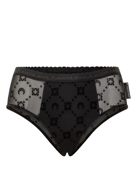  Marine Serre Slip In Rete Flock Moonogram Brief - Black 