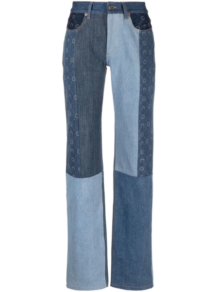  Marine Serre Straight-leg Patchwork Jeans - Blue 