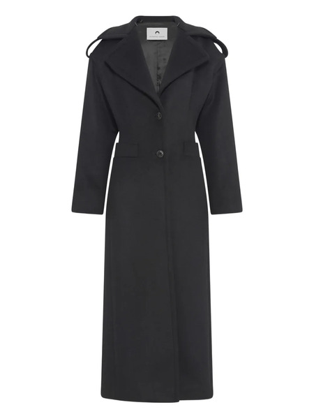 Marine Serre Wool Single-breasted Coat - Black 