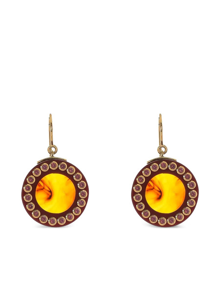  Mark Davis 18k Yellow Gold Garnet Bakelite Earrings 